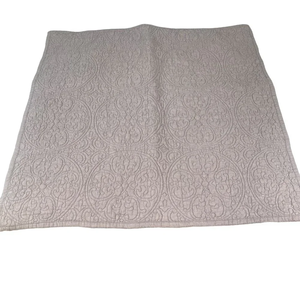 Restoration Hardware 25x25 Plum Gray Quilted Pillow Cover